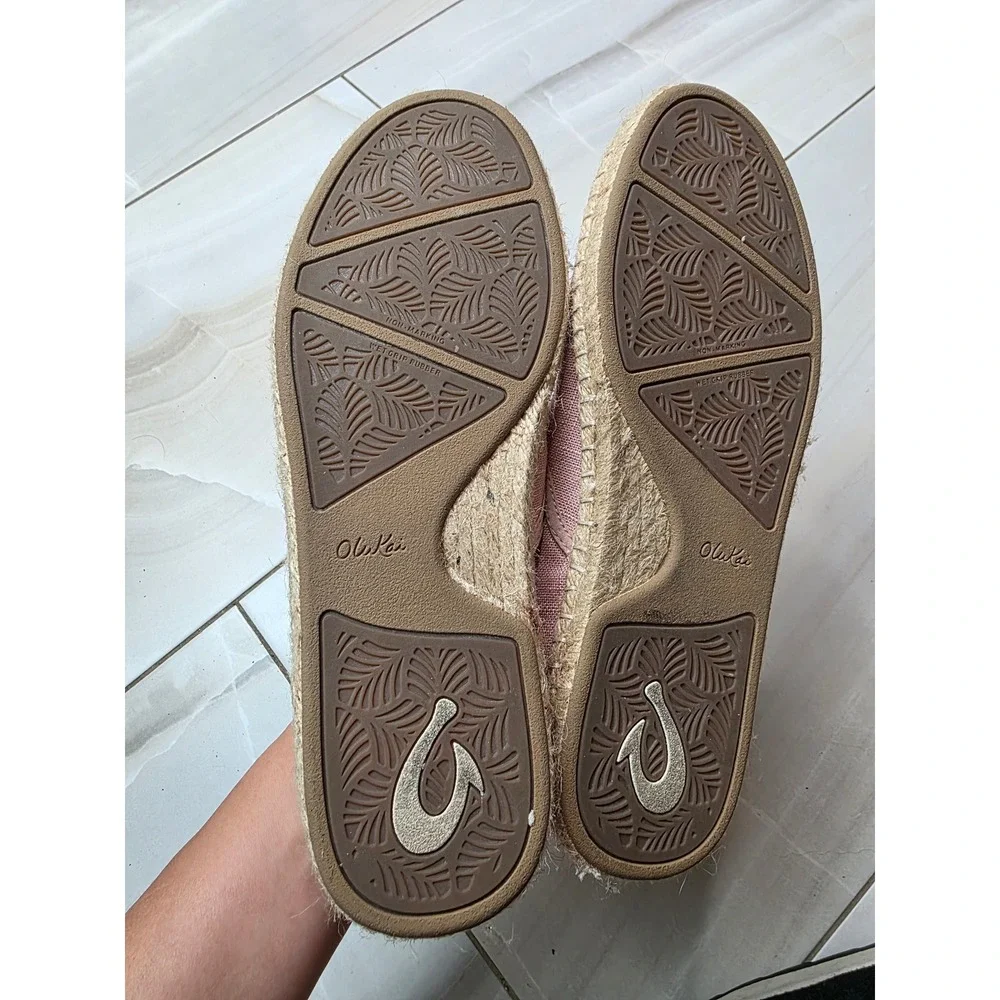 Olukai Kaula Pa'a Kapa Pink Espadrille Slip On Shoes 20449-4L4L‎ Womens 8 A3